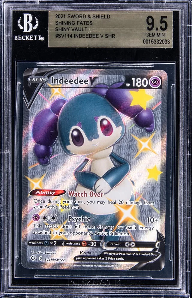2021 Pokemon Sword & Shield Shining Fates Shiny Vault Full Art Rare Holofoil Indeedee V #SV114 card image