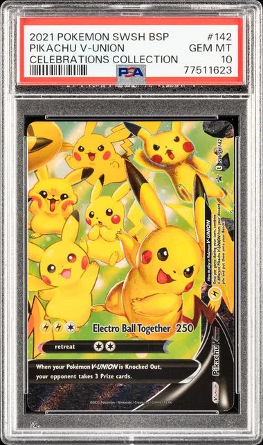 2021 Pokemon Swsh Black Star Promo Celebrations Collection Pikachu V-Union #142 card image