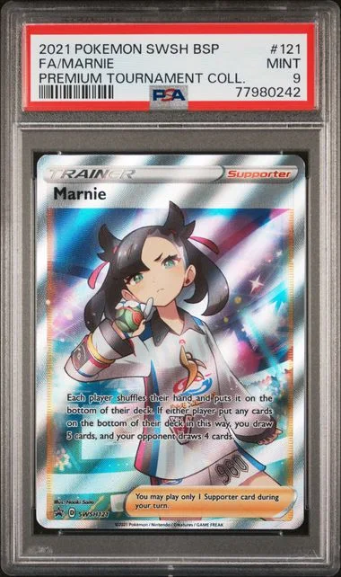 2021 Pokemon Swsh Black Star Promo Marnie Premium Tournament Collection Full Art/Marnie #121 card image