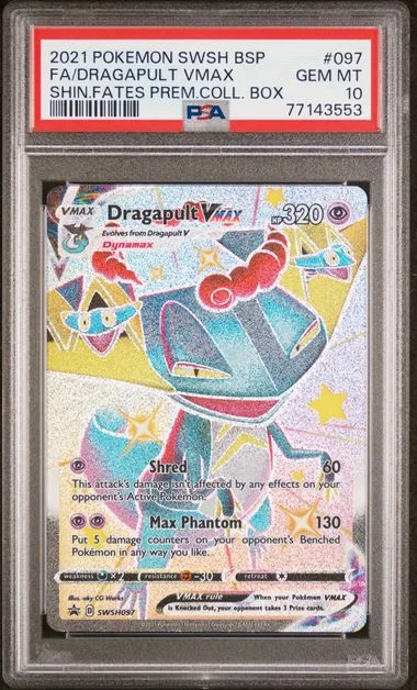 2021 Pokemon Swsh Black Star Promo Shining Fates Premium Collection Box Full Art/Dragapult Vmax #097 card image