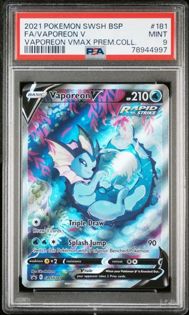 2021 Pokemon Swsh Black Star Promo Vaporeon Vmax Premium Collection Full Art/Vaporeon V #181 card image
