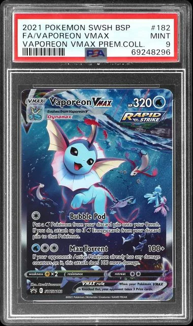2021 Pokemon Swsh Black Star Promo Vaporeon Vmax Premium Collection Full Art/Vaporeon Vmax #182 card image