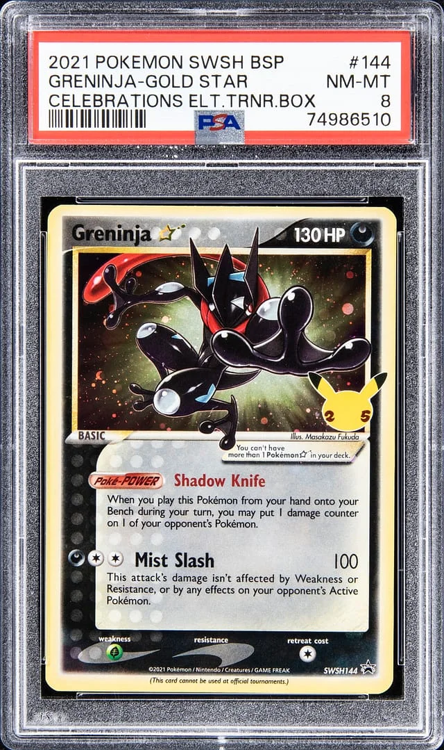 2021 Pokemon Swsh BSP Gold Star - Celebrations ELT Trainer Box Greninja #144 card image