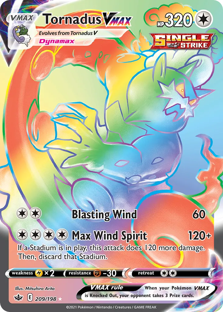 2021 Chilling Reign Tornadus VMAX #209/198 Rare Rainbow card image
