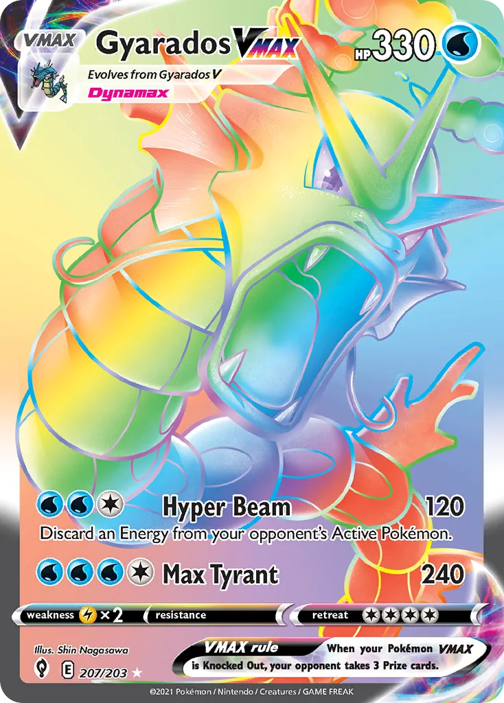 2021 Evolving Skies Gyarados VMAX #207/203 Rare Rainbow card image
