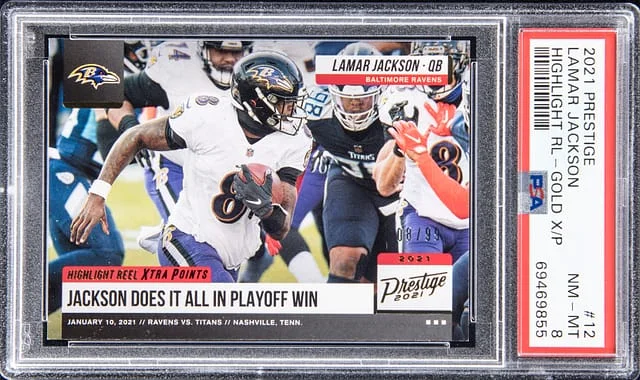 2021 Prestige Lamar Jackson Highlight RL - Gold X/P #12 card image