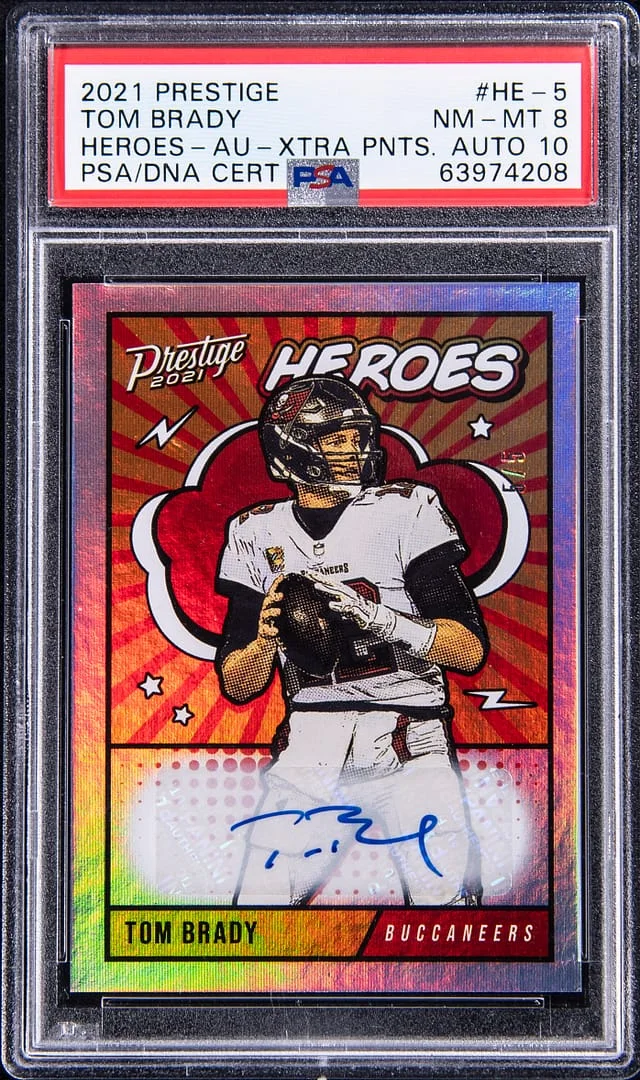 2021 Prestige Tom Brady Heroes Autograph Xtra Points #HE-5 card image