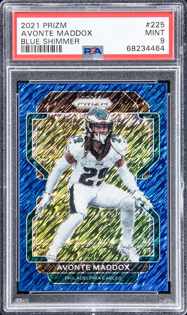 2021 Prizm Avonte Maddox Blue Shimmer #225 card image