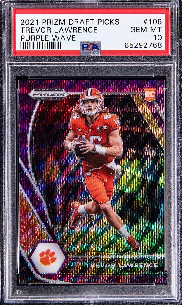 2021 Prizm Trevor Lawrence Draft Picks Purple Wave #106 card image