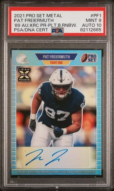 2021 Pro Set Metal 1989 Autographs XRC Pro Set Prospect Platinum Blue Rainbow Pat Freiermuth #PF1 card image