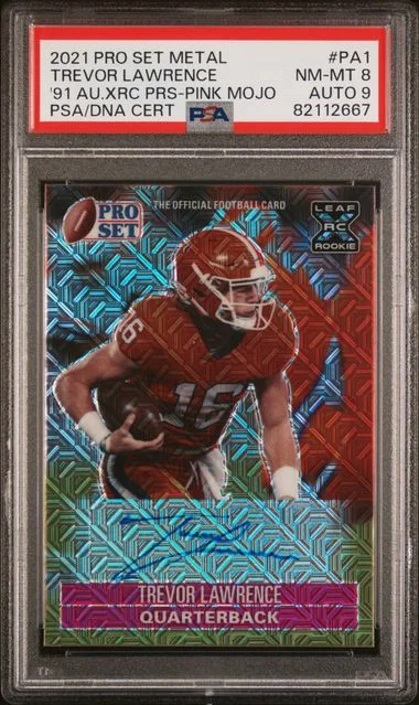 2021 Pro Set Metal 1991 Autographs XRC Pro Set Prospect Pink Mojo Trevor Lawrence #PA1 card image