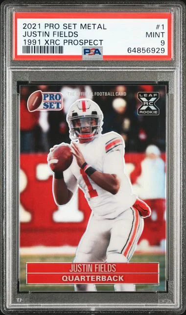 2021 Pro Set Metal 1991 Xrc Pro Set Prospect Justin Fields #1 card image