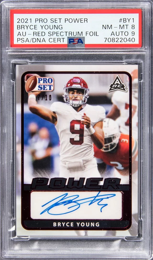 2021 Pro Set Power Autographs Red Spectrum Foil Bryce Young #BY1 card image