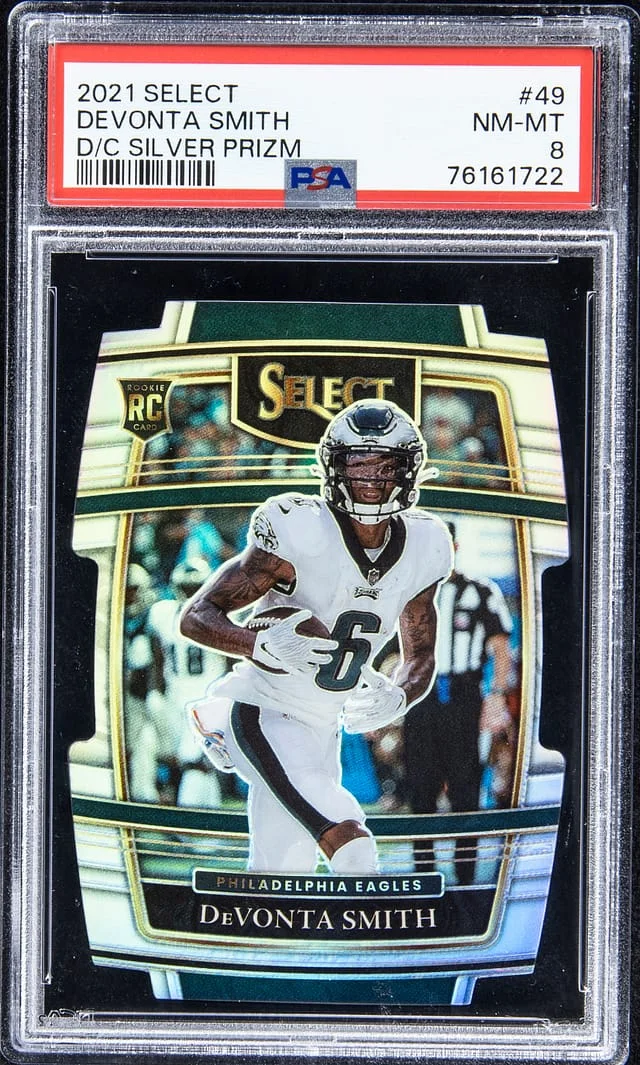 2021 Select DeVonta Smith Die-Cut Green Prizm #49 card image
