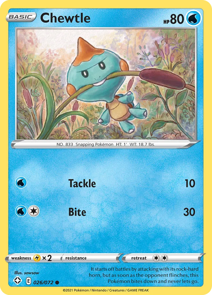 2021 Shining Fates Chewtle Common #26/72 Common card image