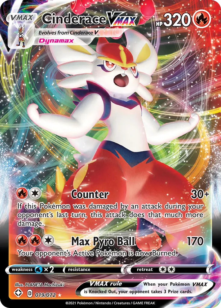 2021 Shining Fates Cinderace VMAX #19/72 Rare Holo VMAX card image
