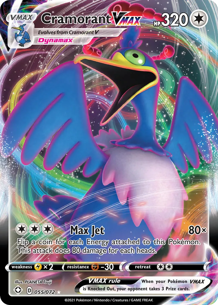 2021 Shining Fates Cramorant VMAX #55/72 Rare Holo VMAX card image