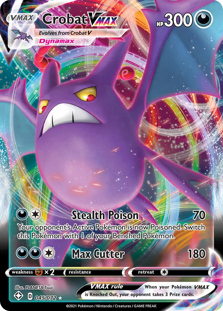 2021 Shining Fates Crobat VMAX #45/72 Rare Holo VMAX card image