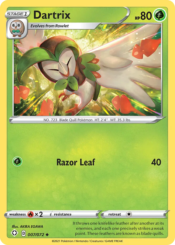 2021 Shining Fates Dartrix Uncommon #07/72 Uncommon card image