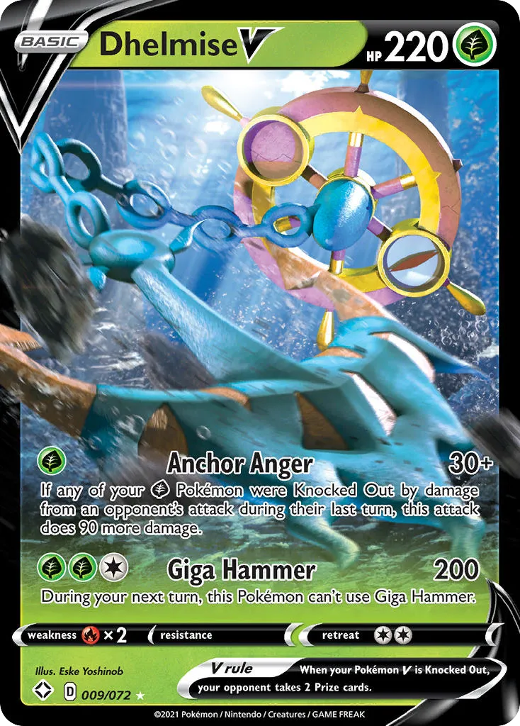 2021 Shining Fates Dhelmise V #09/72 Rare Holo V card image