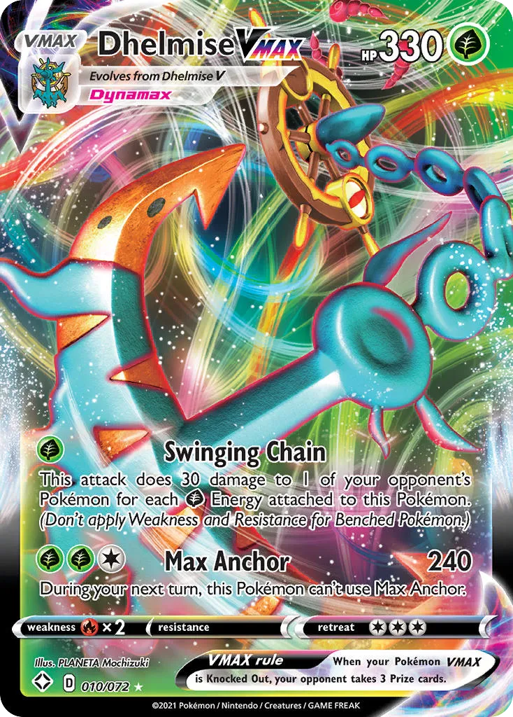 2021 Shining Fates Dhelmise VMAX Rare Holo VMAX #10/72 Rare Holo VMAX card image
