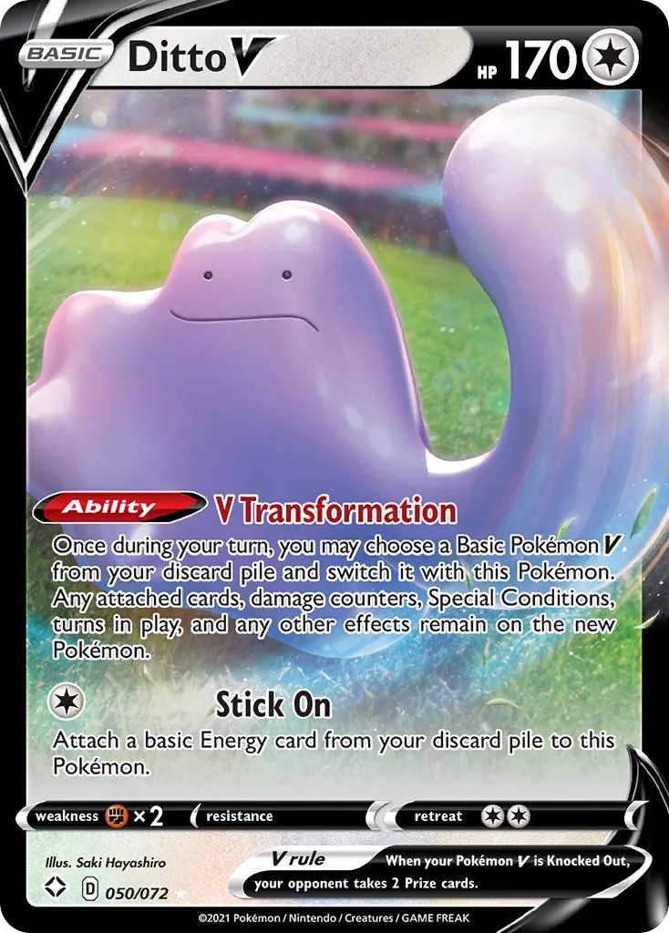 2021 Shining Fates Ditto V #50/72 Rare Holo V card image