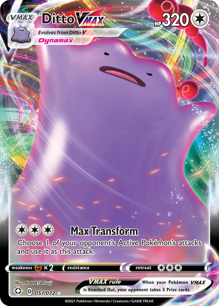 2021 Shining Fates Ditto VMAX #51/72 Rare Holo VMAX card image