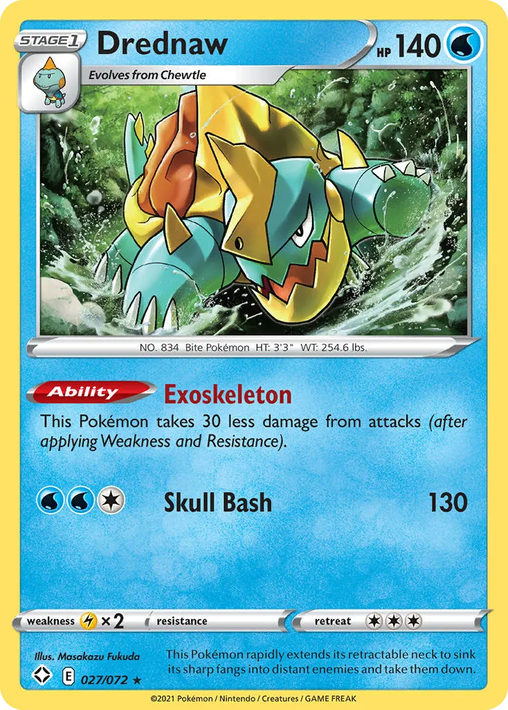 2021 Shining Fates Drednaw #27/72 Rare card image