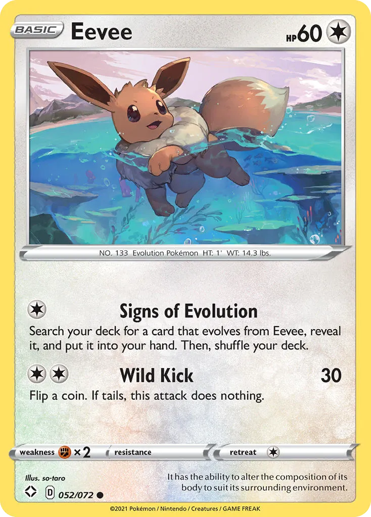 2021 Shining Fates Eevee Common #52/72 Common card image