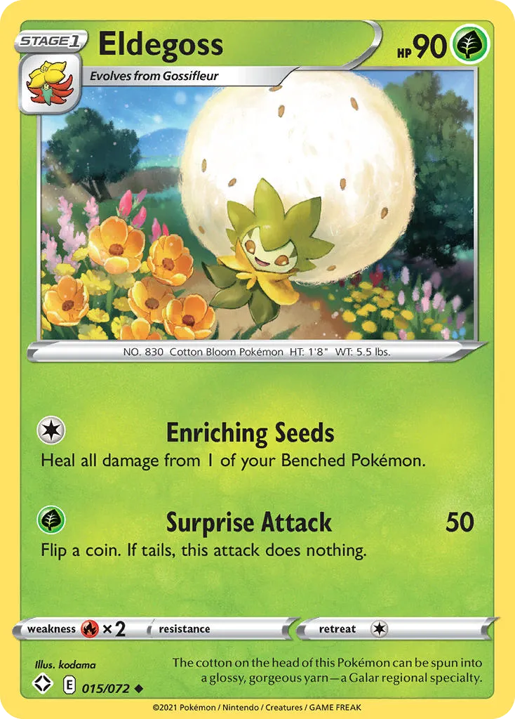 2021 Shining Fates Eldegoss #15/72 Uncommon card image