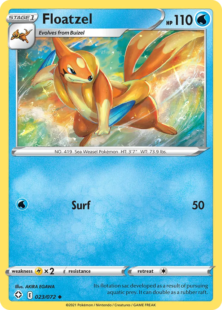 2021 Shining Fates Floatzel Uncommon #23/72 Uncommon card image
