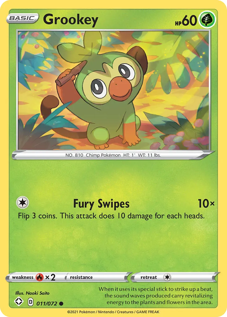 2021 Shining Fates Grookey Common #11/72 Common card image