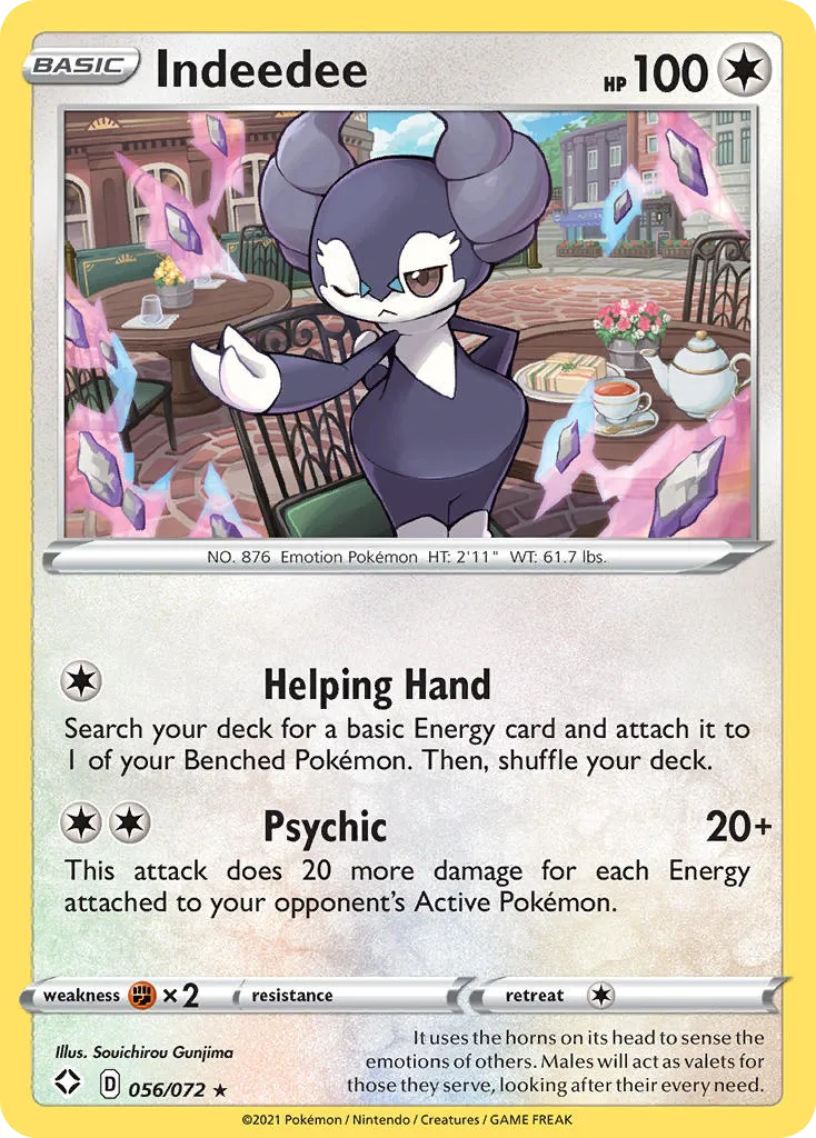 2021 Shining Fates Indeedee #56/72 Rare Holo card image