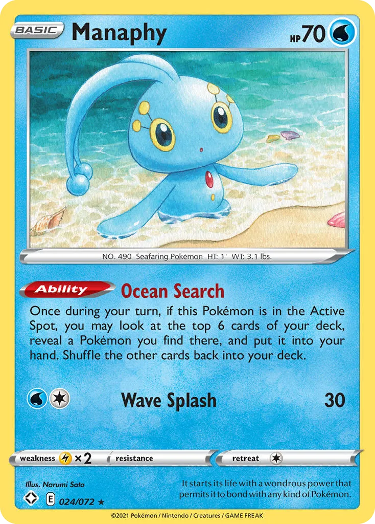 2021 Shining Fates Manaphy #24/72 Rare card image