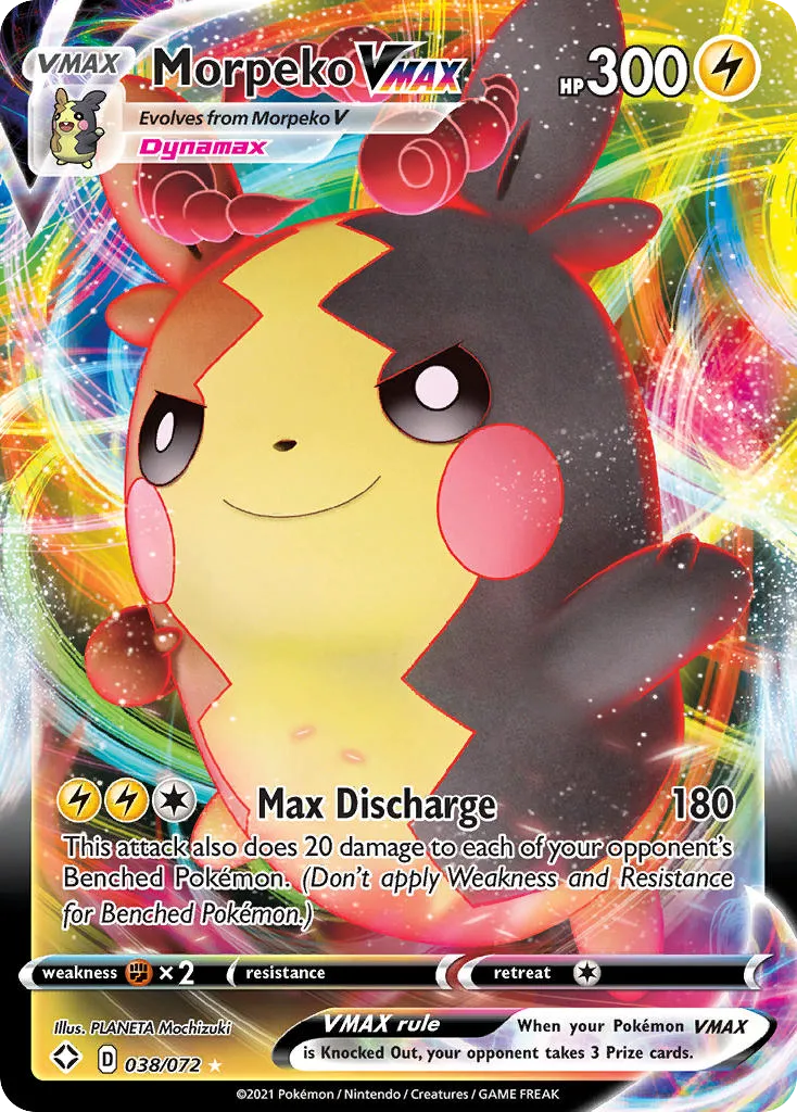 2021 Shining Fates Morpeko VMAX #38/72 Rare Holo VMAX card image