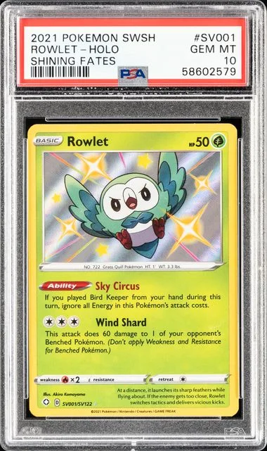 2021 Shining Fates Rowlet #SV001 Unlisted card image