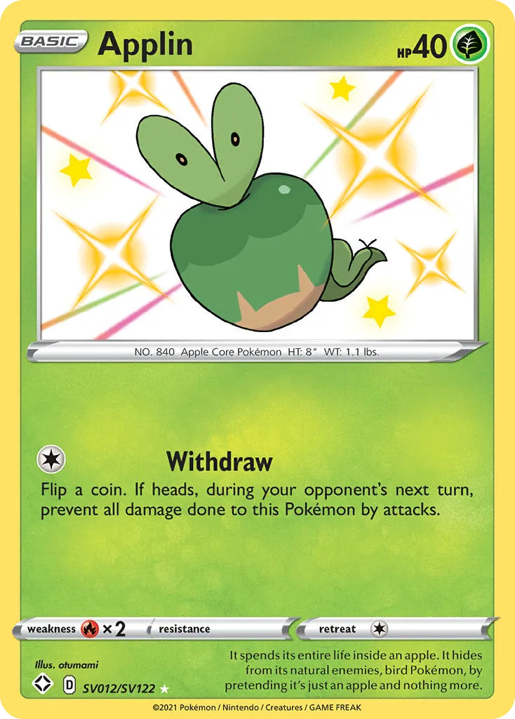 2021 Shining Fates Shiny Vault Applin Rare Shiny #SV012 Rare Shiny card image