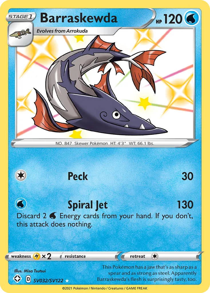 2021 Shining Fates Shiny Vault Barraskewda Rare Shiny #SV032 Rare Shiny card image