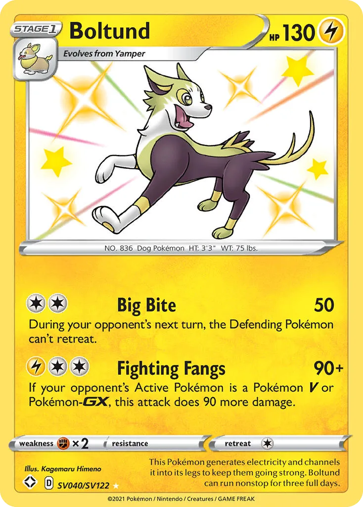 2021 Shining Fates Shiny Vault Boltund Rare Shiny #SV040 Rare Shiny card image