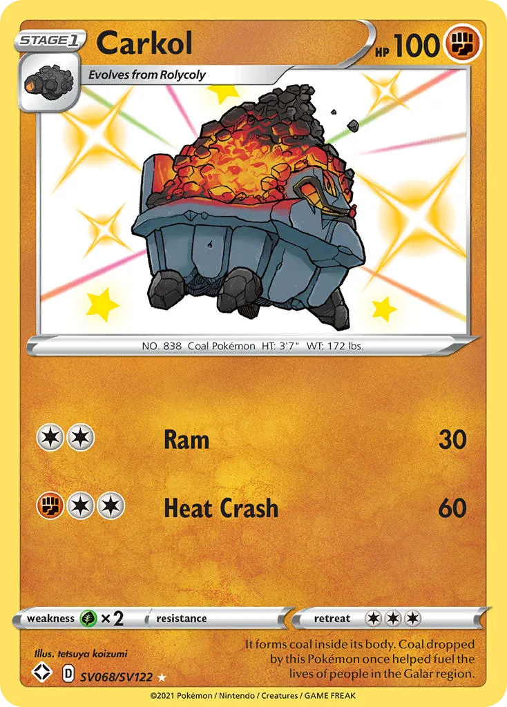 2021 Shining Fates Shiny Vault Carkol Rare Shiny #SV068 Rare Shiny card image