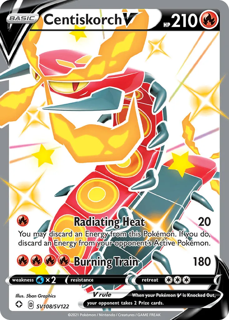 2021 Shining Fates Shiny Vault Centiskorch V #SV108 Rare Holo V card image