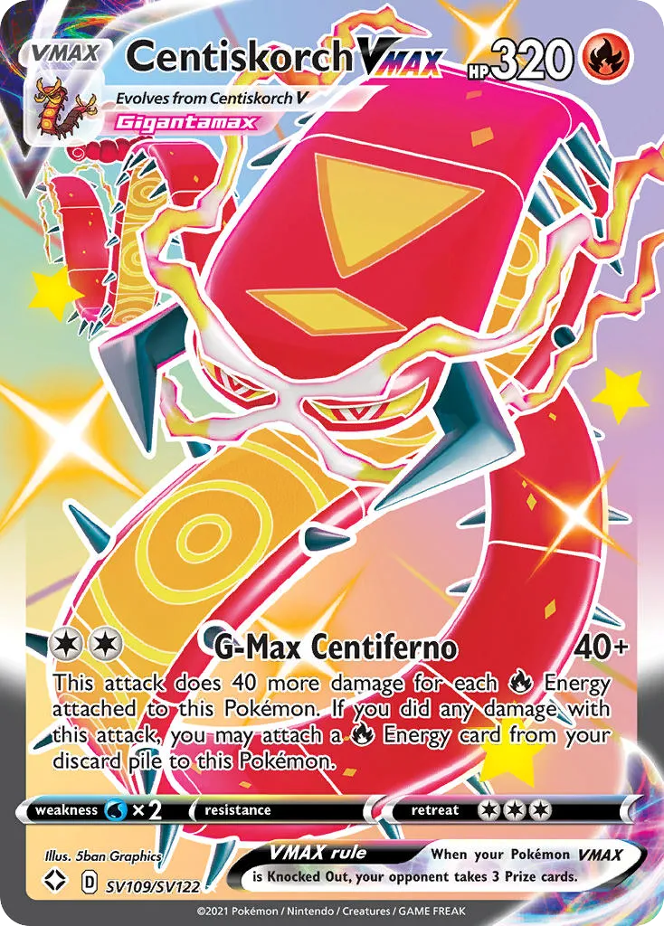 2021 Shining Fates Shiny Vault Centiskorch VMAX #SV109 Rare Holo VMAX card image
