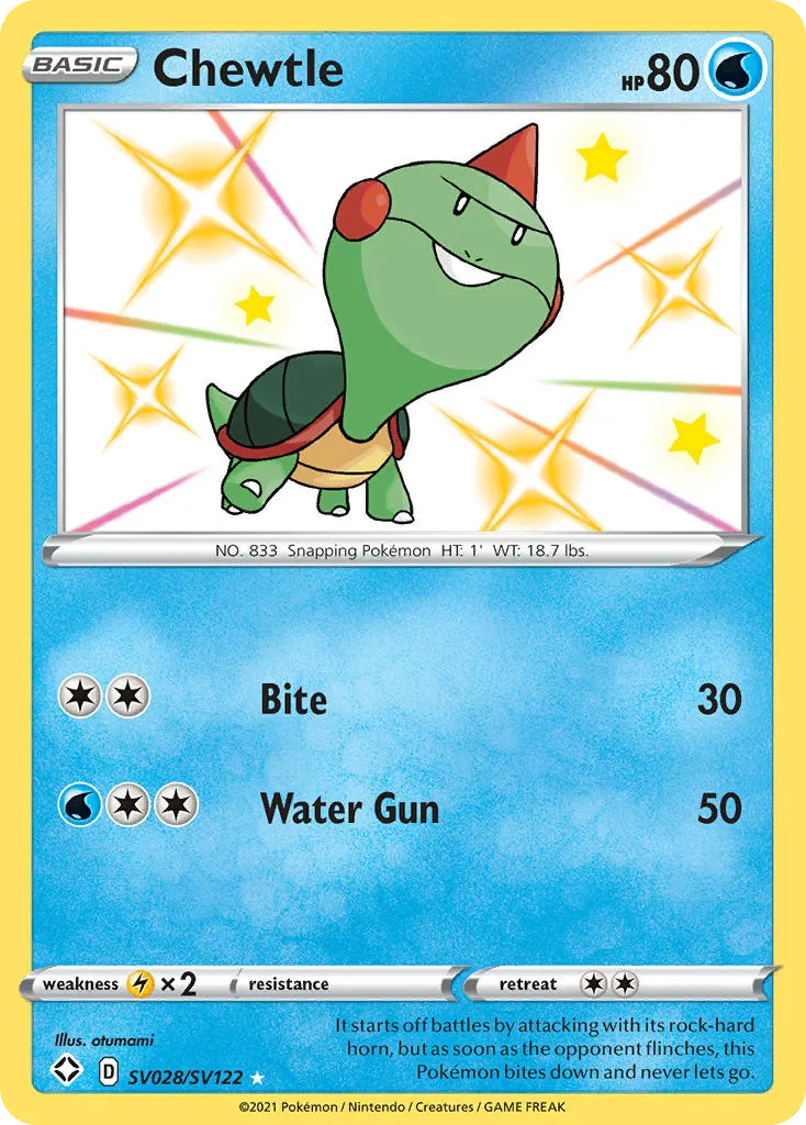 2021 Shining Fates Shiny Vault Chewtle Rare Shiny #SV028 Rare Shiny card image