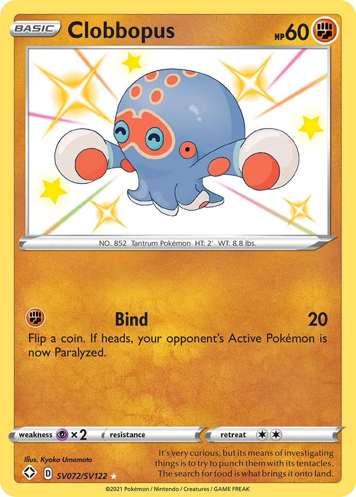 2021 Shining Fates Shiny Vault Clobbopus Rare Shiny #SV072 Rare Shiny card image