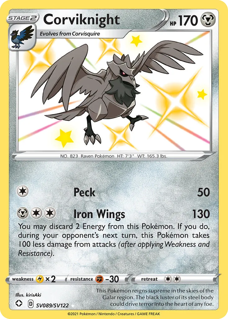 2021 Shining Fates Shiny Vault Corviknight Rare Shiny #SV089 Rare Shiny card image