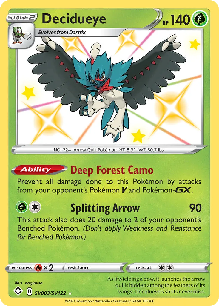 2021 Shining Fates Shiny Vault Decidueye Rare Shiny #SV003 Rare Shiny card image