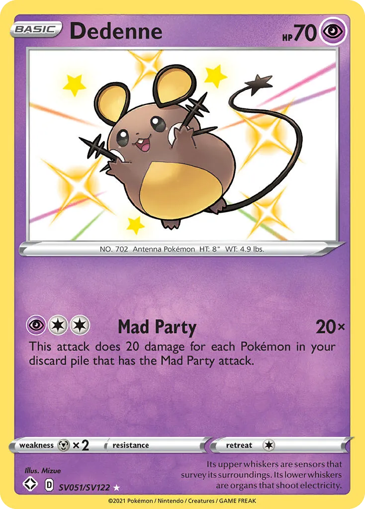 2021 Shining Fates Shiny Vault Dedenne Rare Shiny #SV051 Rare Shiny card image