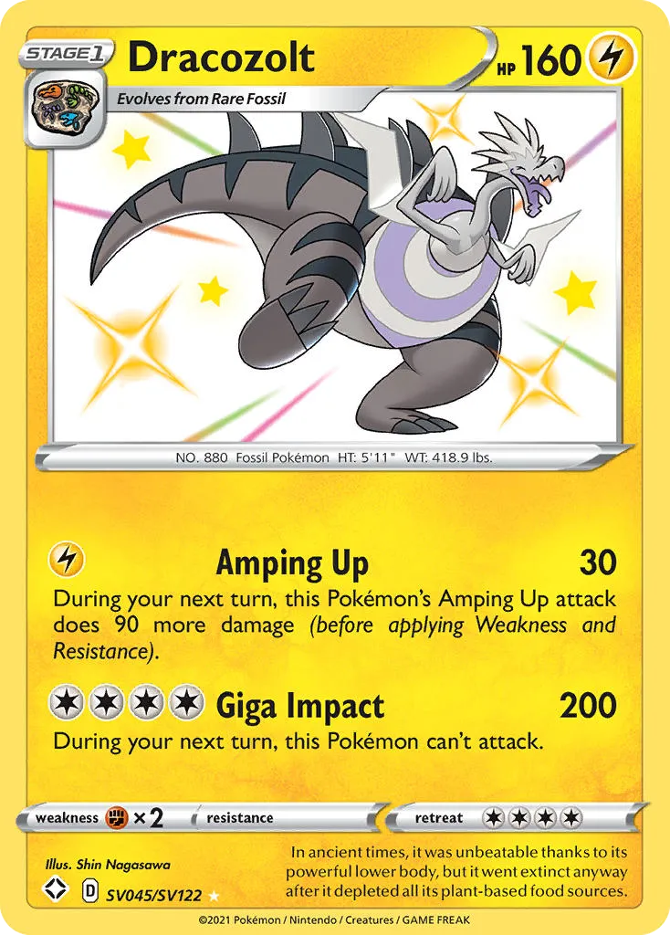 2021 Shining Fates Shiny Vault Dracozolt Rare Shiny #SV045 Rare Shiny card image