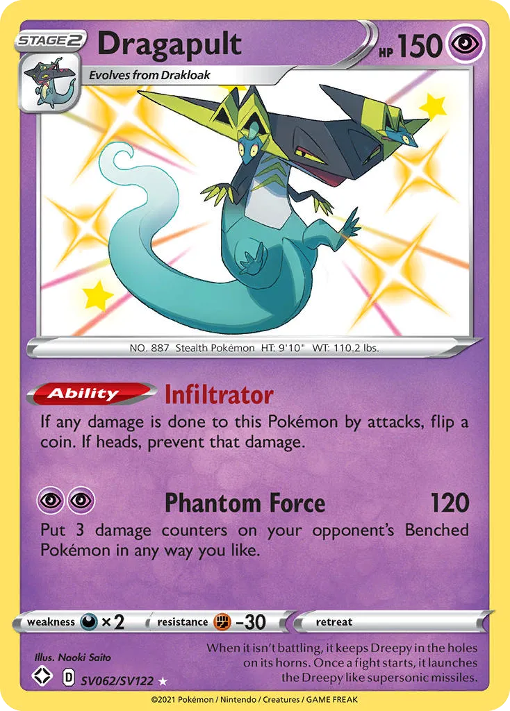 2021 Shining Fates Shiny Vault Dragapult Rare Shiny #SV062 Rare Shiny card image