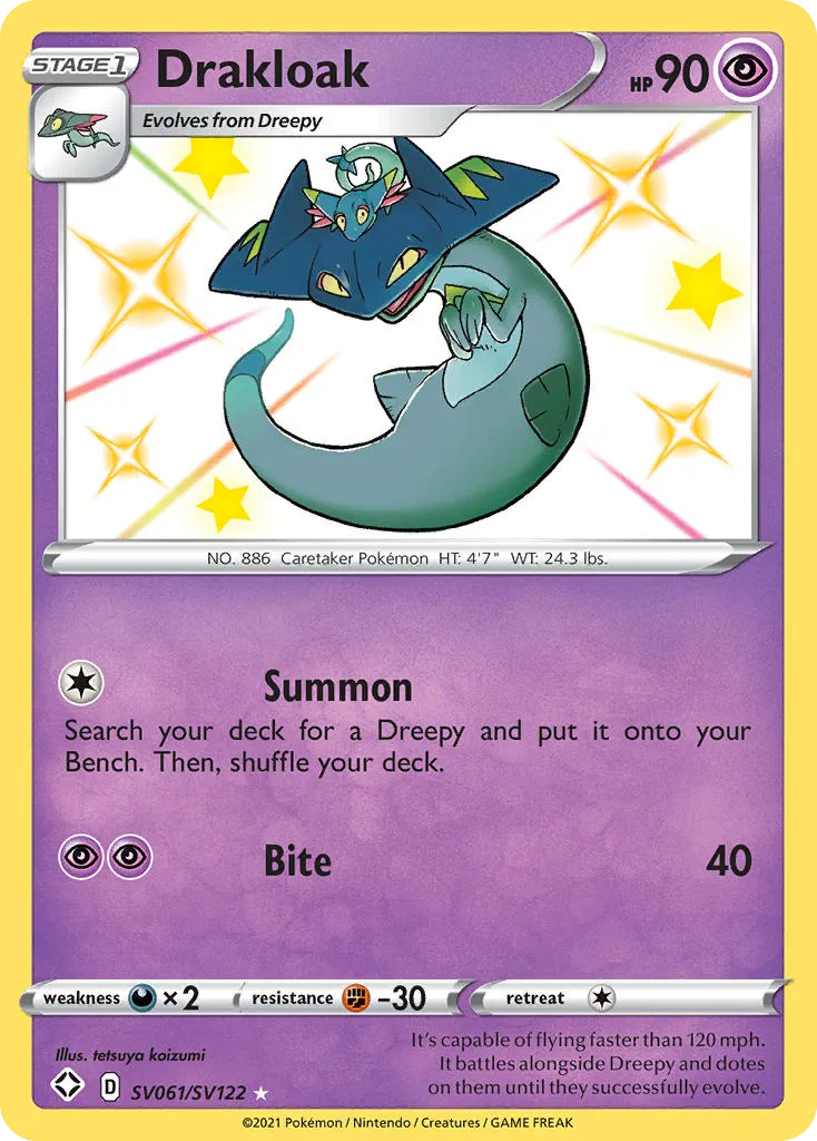 2021 Shining Fates Shiny Vault Drakloak Rare Shiny #SV061 Rare Shiny card image